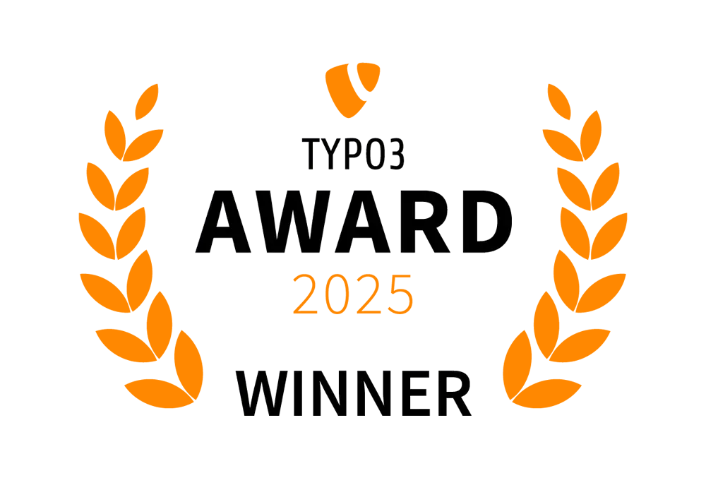 Offizielles Siegel TYPO3 Award Gewinner 2025