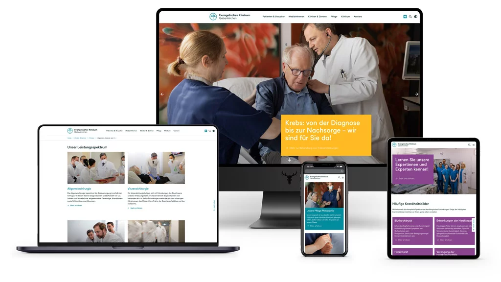 Responsive Darstellung der Krankenhaus Webseite EVK