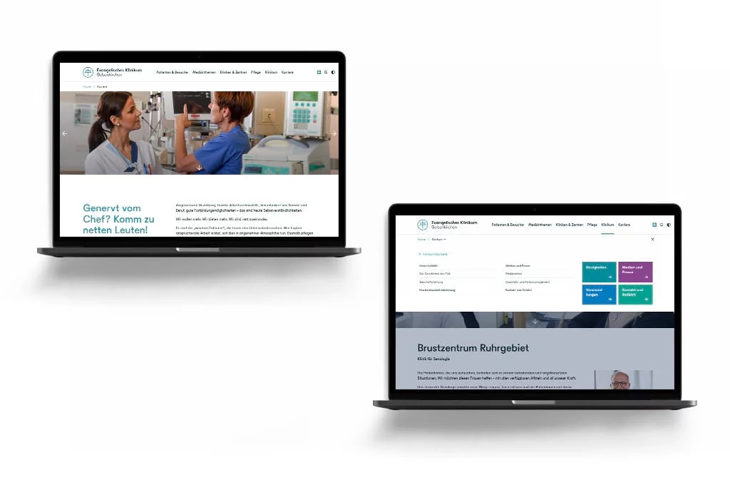 Klinik Webseite EVK mit Navigation