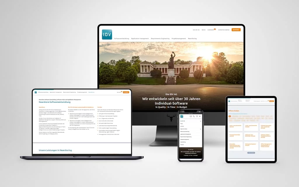 Website für die IDV AG München Website für die IDV AG München