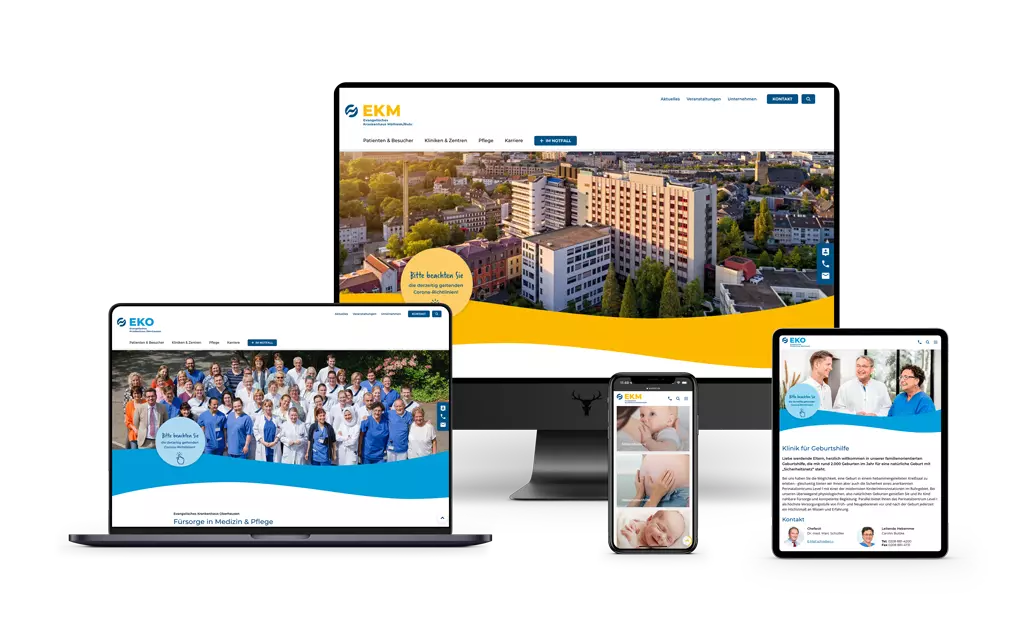 Responsive Darstellung der Krankenhaus Webseiten EKM & EKO