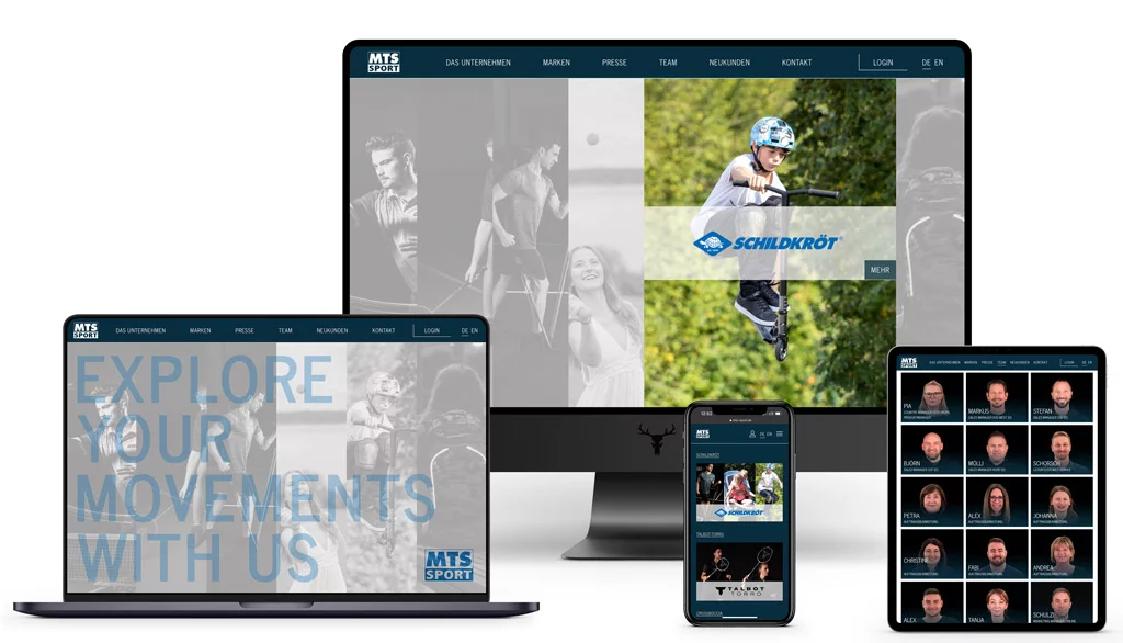 Responsive Ansicht von MTS Sport Website