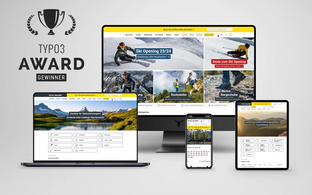 Responsive Ansicht des Webshops von Sport Bittl auf verschiedenen Devices