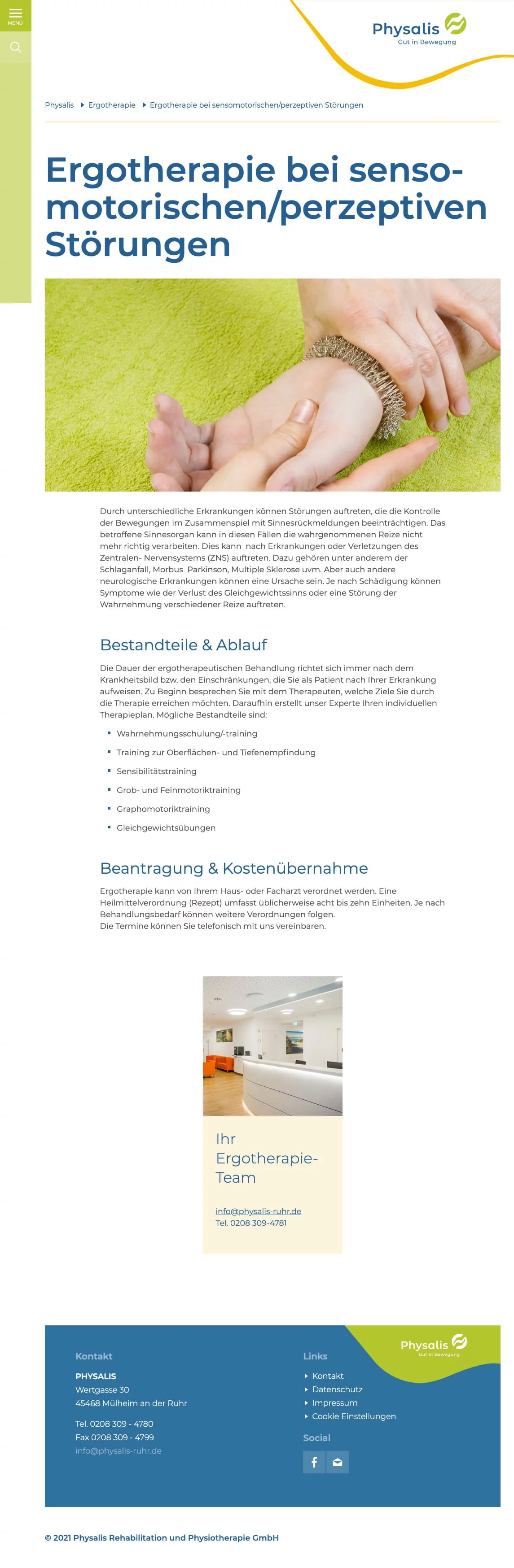 Physalis Gesundheitszentrum Referenz Website