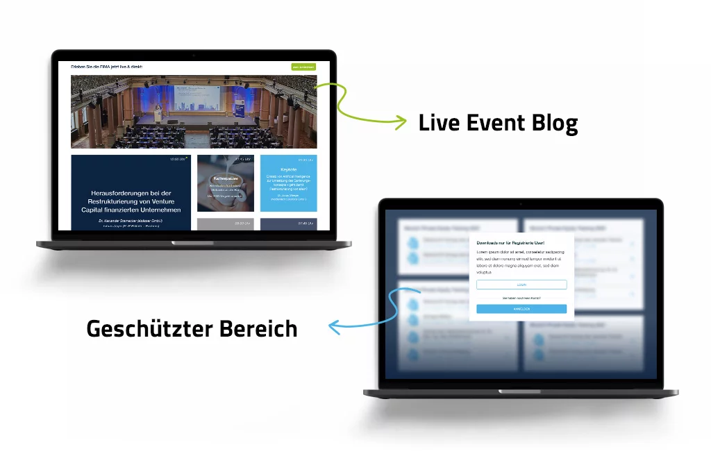 Ansicht Live Event & Geschützter Bereich