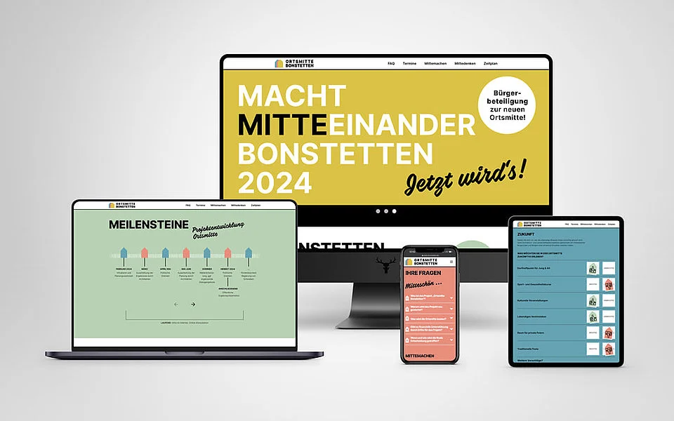 Responsive Ansicht der Website von Bonstetten auf verschiedenen Devices