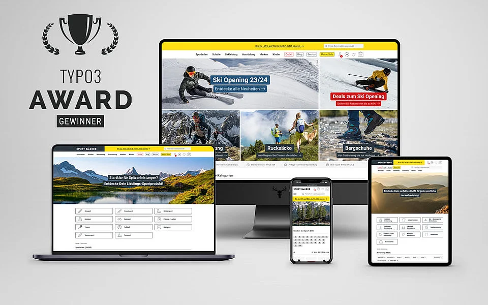 Responsive Ansicht des Webshops von Sport Bittl auf verschiedenen Devices